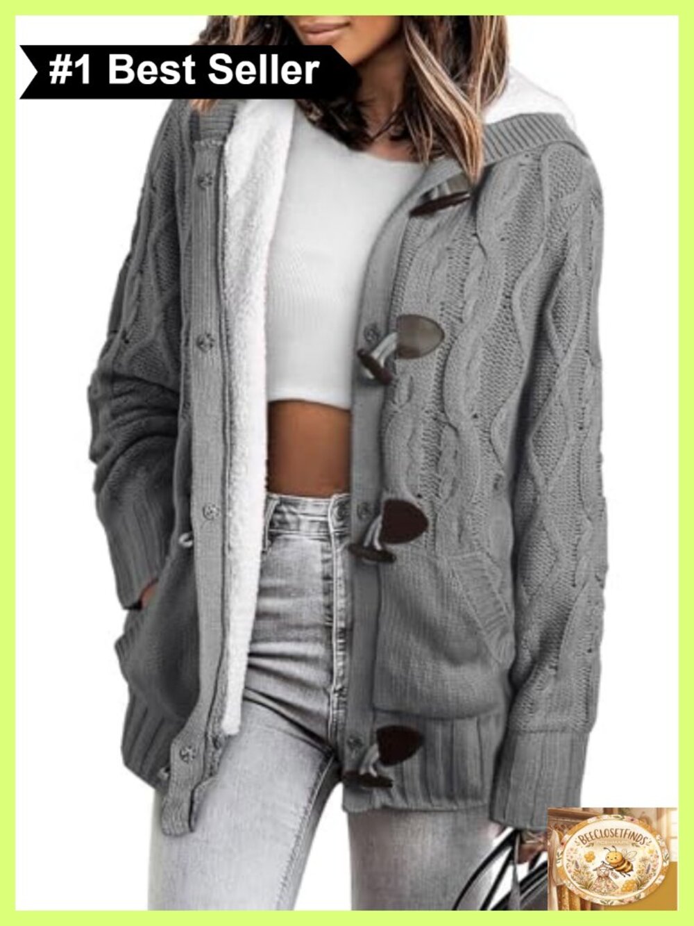 Fleece Lined Hooded Cardigan Button Down Zipper Winter Sweater Coat